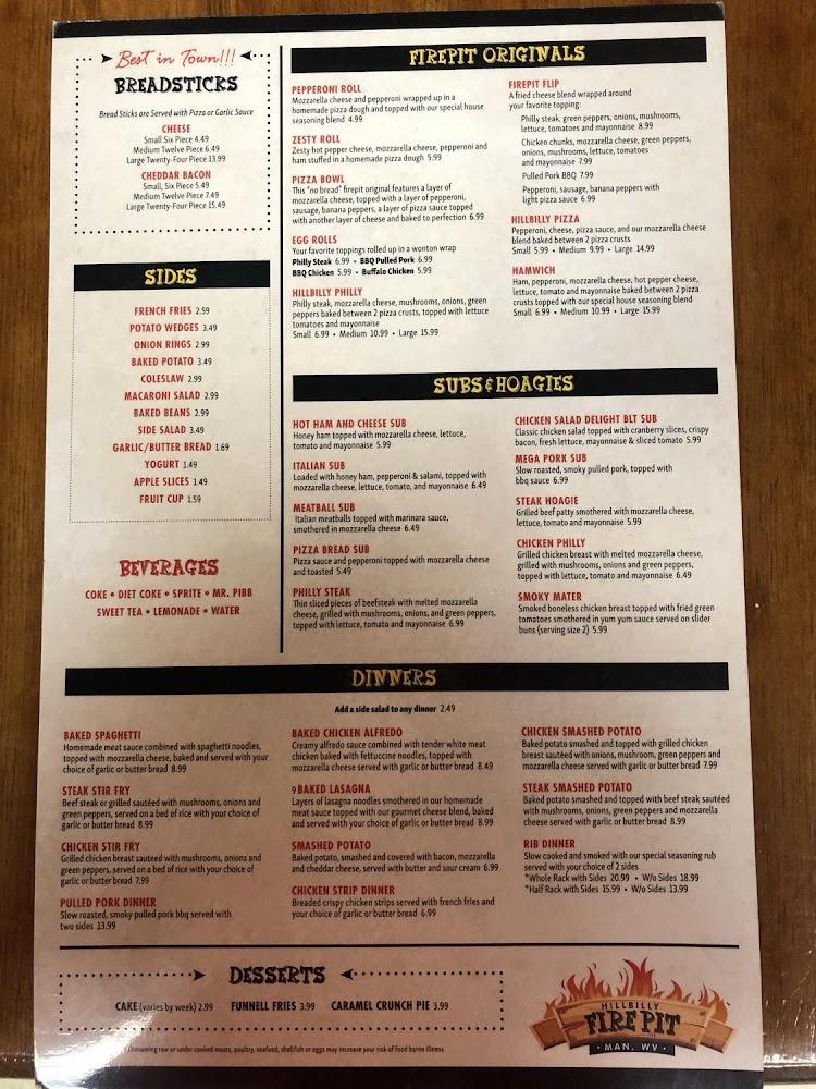 Fire Pit Pizza Menu image 1